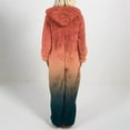 thumbnail image 4 of Miluxas Women Plush Hooded Jumpsuit Fuzzy Pajamas Gradient Color Long Sleeve Zipper Cute Winter Warm Onesie Rompers Orange M(M), 4 of 6
