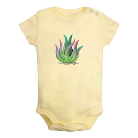 

Nature Pattern Aloe Vera Rompers For Babies Newborn Baby Unisex Bodysuits Infant Jumpsuits Toddler 0-24 Months Kids One-Piece Oufits (Yellow 0-6 Months)