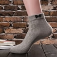 thumbnail image 3 of Sonducket 1 par de calcetines de mujer, calcetines decorativos de algodón con lazo en los tobillos, calentador de pies informal de Color sólido, Medias Gris Sonducket AP013614-03, 3 of 6