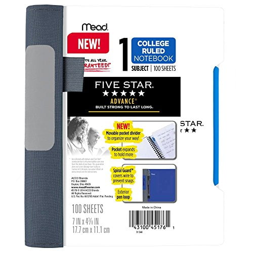 Five Star Advance Small Spiral Notebook, 1 Subject, College Ruled Paper