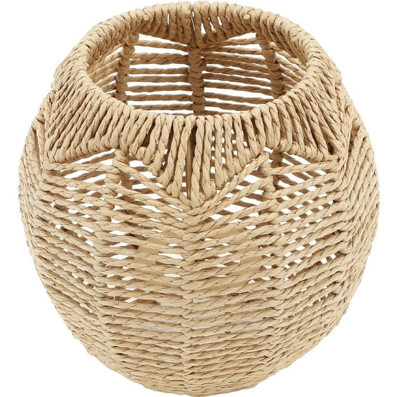 GAXIRE Rustic Khaki Rattan Basket Pendant Lamp Shade Woven Cover for Indoor Lighting