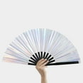 thumbnail image 5 of Boots on The Ground Fan, 2025 New Large Holographic Folding Hand Fan Line Dance Popping Fan, Clap Fans for Line Dancing Foldable Craft Holding Laser Colors Hand Fan (Color#A), 5 of 6