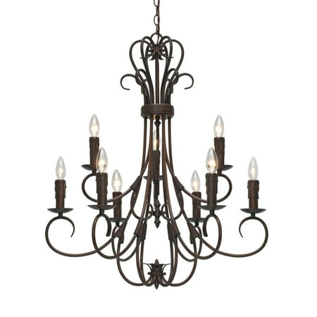 2 Tier 9 Arm Chandelier - Golden Lighting 8606-CN9 Homestead 9 Light Double Tier Chandelier