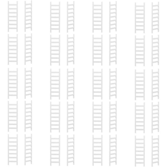 40 piezas de escaleras de madera en miniatura blancas, mini escaleras de madera, muebles de escalera de madera, escalera de jardín, decoración para manualidades de bricolaje, micro decoraciones de