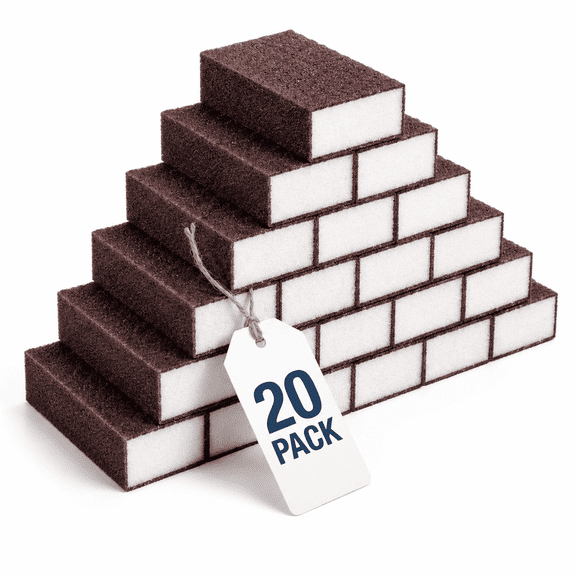 Nano Carborundum Emery Magic Wipe Sponge 20 Pack, Emery Sponge Eraser Scrub Pot Scouring Pad, Kitchen Magic Cleaning Sponge for Rust Removal, Pots and Pans Cleaning