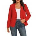 thumbnail image 2 of IUYRTFE Women's Collarless Open Front Blazer Long Sleeve Casual Workwear Jacket Solid Color, 2 of 9