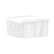 Stackable Clear Plastic Food Storage Container with Lid - 3 Sizes (6"x6"x3", 7"x7"x3.5", 8.5"x8.5"x4") | Refrigerator Organizer for Snacks, Nuts, Fruits | Kitchen & Pantry Storage Box | White