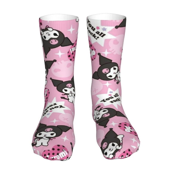 Kuromi Socks Lightweight Casual Knitted Socks Soft Elastic Sockings Tube Socks For Men Women