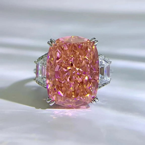 Padparadscha Pink 5.16 Ct Lab Grown Diamond Ring