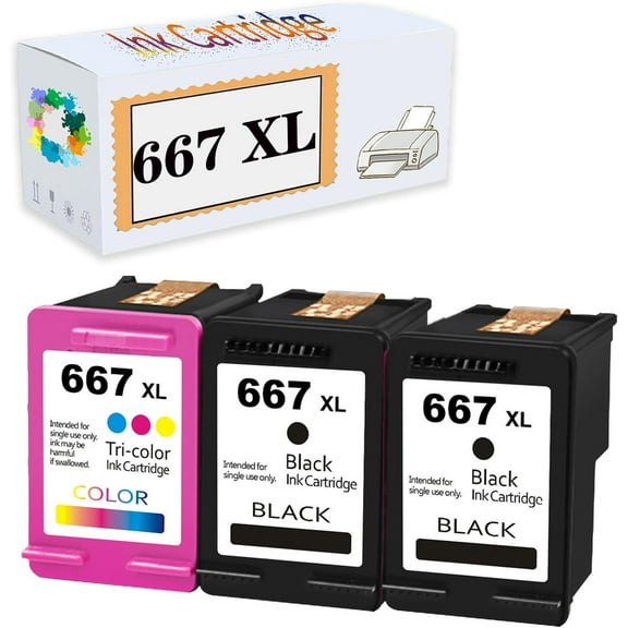 Compatible 667 XL Ink Cartridges Replacement for HP 1275 2374 2375 2376 2775 2776 6475 6476 6075 Printers