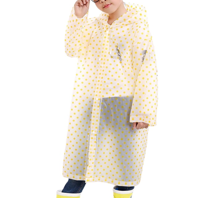 MIASHUI Lightweight Boys Girls Raincoat Waterproof Rain Poncho Reusable Hooded Rain Jacket,Yellow,One Size