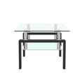 thumbnail image 6 of Tcbosik 2-Tier Coffee Table with Glass Top, Modern Cocktail Table with Storage Shelf, 38.6 inch Center Table with Metal Legs for Living Room, Black, 6 of 8