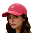 thumbnail image 3 of Vintage Washed Baseball Cap, Hand Embroidered Flower Design Trucker Style Hat, Adjustable Sun Hat for Women Men, Casual Outdoor Unisex Cap for Daily Wear - Red, 3 of 4