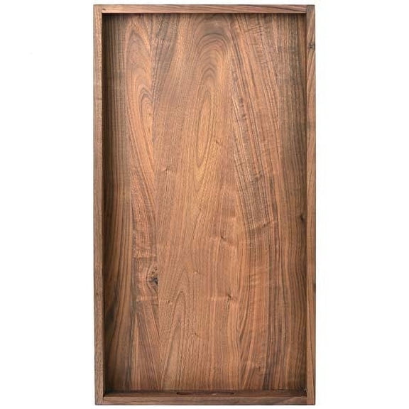 KINGCRAFT 28 x 15 inches Extra Large Wood Trays For Ottoman With Handles FSC Natural Handmade Black Walnut Serving Tray Vintage Decorative Platters For Oversized Ottoman Kitchen