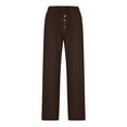 thumbnail image 3 of Tbopshirt Linen Pants for Women,Women Casual Solid Cotton Linen Pants Trousers Button Loose Wide Leg Pants Cargo Pants Women, 3 of 4