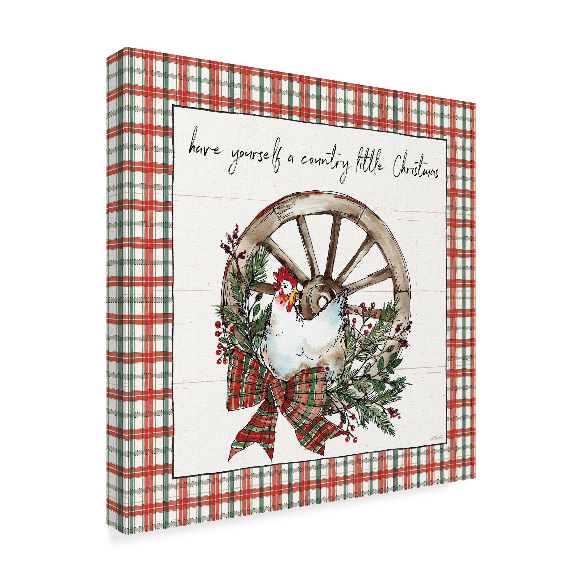 Trademark Fine Art 'Holiday on the Farm V Plaid' Canvas Art by Anne Tavoletti