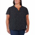 thumbnail image 4 of Hilary Radley Womens V-Neck Printed Blouse Size: L, Color: Black, 4 of 6