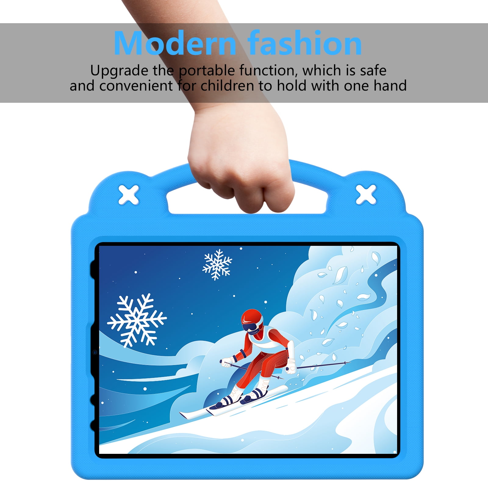 Cartoon Handle Case for iPad 10th Gen 10.9" 2022 Case, EVA Foam Cute Pattern with Pencil Holder Kickstand Cute Shockproof PC Case for Apple iPad 10th Gen 10.9" 2022 , Skyblue