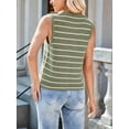 thumbnail image 6 of Women'S 2025 Summer Trendy Crochet Knit V Neck Sleeveless Tie Front Striped Sweater Vests Beach Outfits Army Green XL, 6 of 9