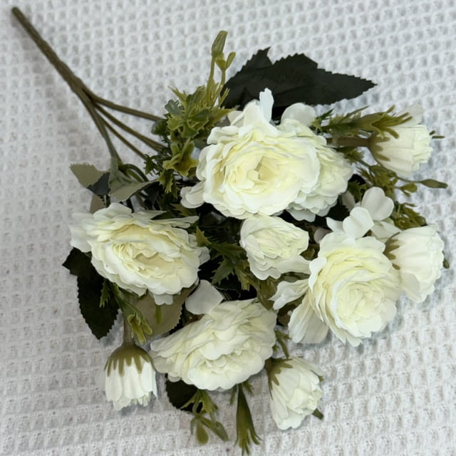 Ramo de rosas y peonías artificiales de seda: arreglo floral artificial para la decoración del hogar, bodas, fiestas y eventos.