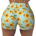 thumbnail image 2 of Balery White Polka Dot Sunflower A Pantalones cortos de entrenamiento estampados para mujer, sin costuras, ajustados, para gimnasio, yoga, correr, deportes, ejercicio activo, fitness.-Medium, 2 of 8