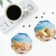 thumbnail image 5 of Balery 6 Pcs Beach Starfish Shellleather Coasters Set, Drink Table Cup Coasters For Living Room Kitchen Coffee Decor, 5 of 9