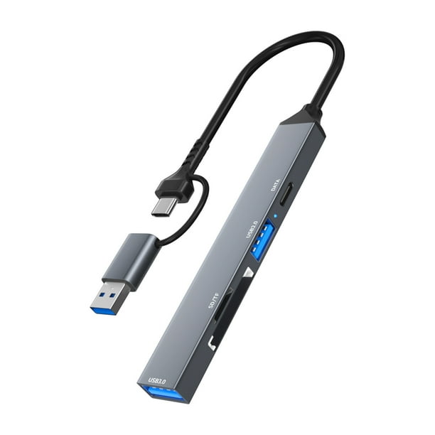 Adaptador Multidivisor 5 Puertos Lector Tarjetas SD TF USB HUB Dock Accesorios para Ordenador Portátil