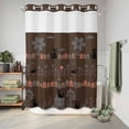 thumbnail image 6 of No Hook Shower Curtain, Japanese Style Shower Curtains for Bathroom with See Through Top Window, Farmhouse Brown Cat House Trees Flowers Waterproof & Washable Bath Curtain Extra Long 72"x84", 6 of 9