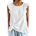 thumbnail image 3 of FASHOFT Summer Tank Tops For Women Trendy Cap Sleeve Round Neck Basic Tank Loose Lightweight Sleeveless Vest Comfort Summer Wear Womens Sleeveless Shirts White XXL, 3 of 5