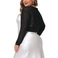 thumbnail image 5 of Agnes Orinda Women's Plus Size Long Sleeve Open Front Sheer See Through Mesh Bolero Shrug Crop Cardigans 2X Black, 5 of 7