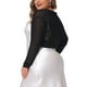 thumbnail image 4 of Bolero de malla transparente de manga larga para mujer de tallas grandes Agnes Orinda, con frente abierto, tipo shrug, en color negro, talla 4X, 4 of 6