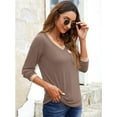 thumbnail image 5 of Women's Casual Long Sleeve T-Shirt V Neck Color Block Loose Fit Tunic Top, 5 of 6