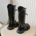 thumbnail image 5 of Ticikt Girls Lace Up Tall Knee High Boots, Side Zipper Platform Non Slip British Style Princess Fashion Long Boots,Black, 5 of 9