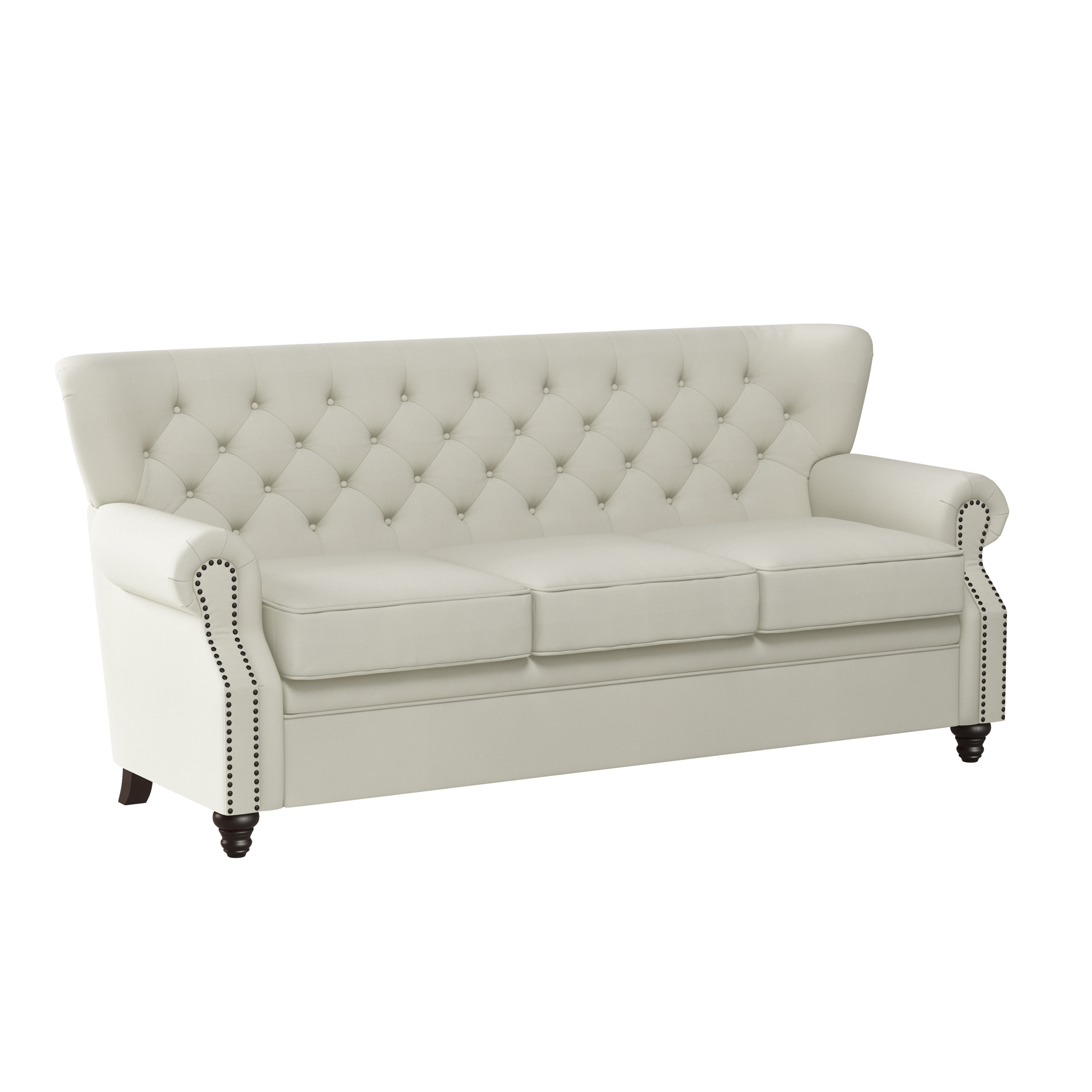 Homesvale Pearse Button Tufted Rolled Arm Sofa in Brushed Velvet