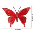 thumbnail image 3 of Clearance Under $2 Red Butterfly Ornament, 3D Glitter Gem Hanging Decor, 1PC, 16.5x12.5cm, Tree Wreath, Red (D), 3 of 5