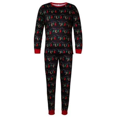 

LWZWM Nightmare Before Christmas Pajamas Pjs Pajamas Sets Family Christmas Pjs Matching Sets Winter Pajamas Sets Patchwork Plaid Round Neck Long Sleeve Pajamas Two-Piece Set Dad L