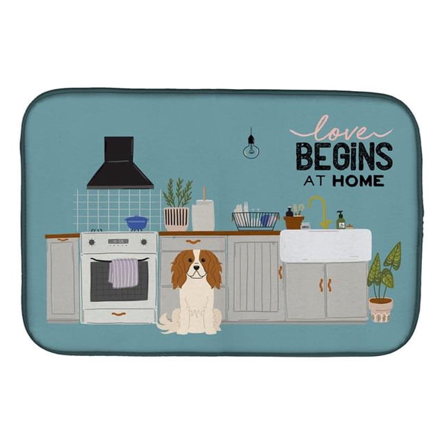 Carolines Treasures CK7762DDM 14 x 21 in. Cavalier Spaniel Kitchen Scene Dish Drying Mat