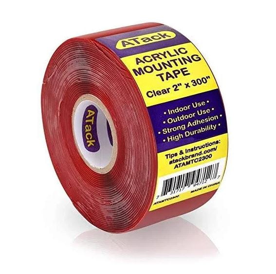 2-inch x 300-Inch Waterproo Double-Sided Acrylic Mounting Tape Removable Clear 