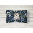 thumbnail image 2 of Carolines Treasures BB5070PW1216 Blue Flowers English Bulldog Canvas Fabric Decorative Pillow, 2 of 3
