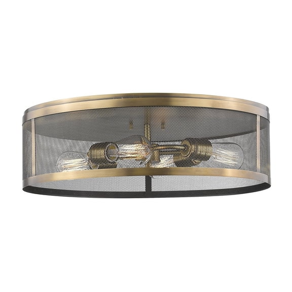 4 Light Flush Mount In Linear Style 21.13 Inches Wide By 6 Inches High-Natural Brass Finish-Natural Brass Shade Color Z-Lite 331F21-Nb