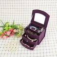 thumbnail image 3 of Jewelry Organizer, Jewellery Box, 3 Layers Portable Velvet Jewelry Storage Box with A Mirror on The Cover Comprehensive Protection to Ensure Long-Term Structural Integrity, Purple, 3 of 7