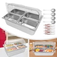thumbnail image 4 of 4 Compartments Stainless Steel Food Serving Container with Lid 21.06*13.19*5.91 in for Family Picnics, Buffets, Gatherings, Parties, 4 of 12