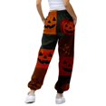 thumbnail image 4 of Orange Pajama Pants Women Comfy Long Lounge Bottom,Drawstring Elastic Waist Sleep Pants with Pockets S, 4 of 6