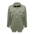 thumbnail image 5 of Domuza Denim Jacket Women Plus Size Casual Long Sleeves Distressed Jean Jacket Coats Fall Trendy Button Up Frayed Hem Shacket Denim Shirts Mint Green S, 5 of 5