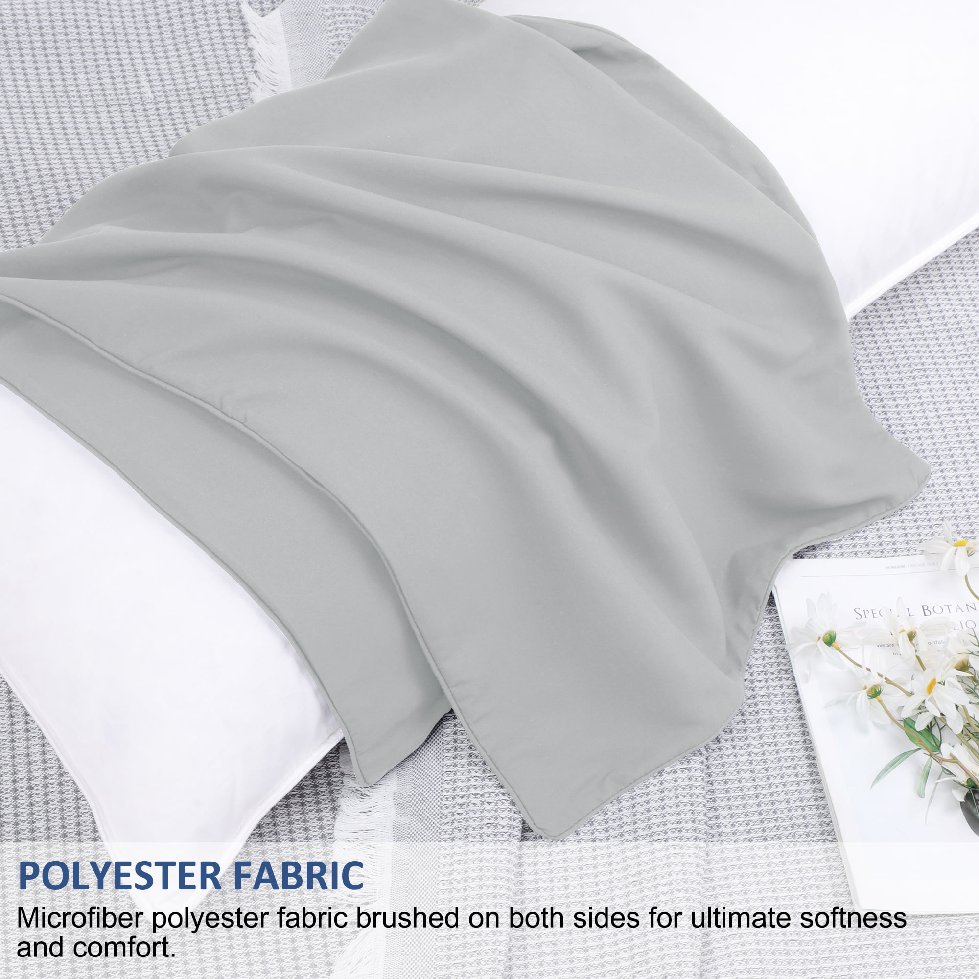 Unique Bargains Brushed Zipper Closure Body Microfiber Pillowcases Light Gray 20"x48"