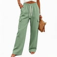 thumbnail image 6 of Long Lounge Pants for Womens Plus Size Fashion Wide Leg Cargo Sweatpants Elastic Drawstring High Waist Casual Sweat Pants With Pockets, 6 of 7