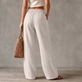 thumbnail image 6 of Women's Pants Plus Size Petite Summer Loose Casual High Waisted Elastic Waistband Pocket Straight Leg Cropped Pants, 6 of 8