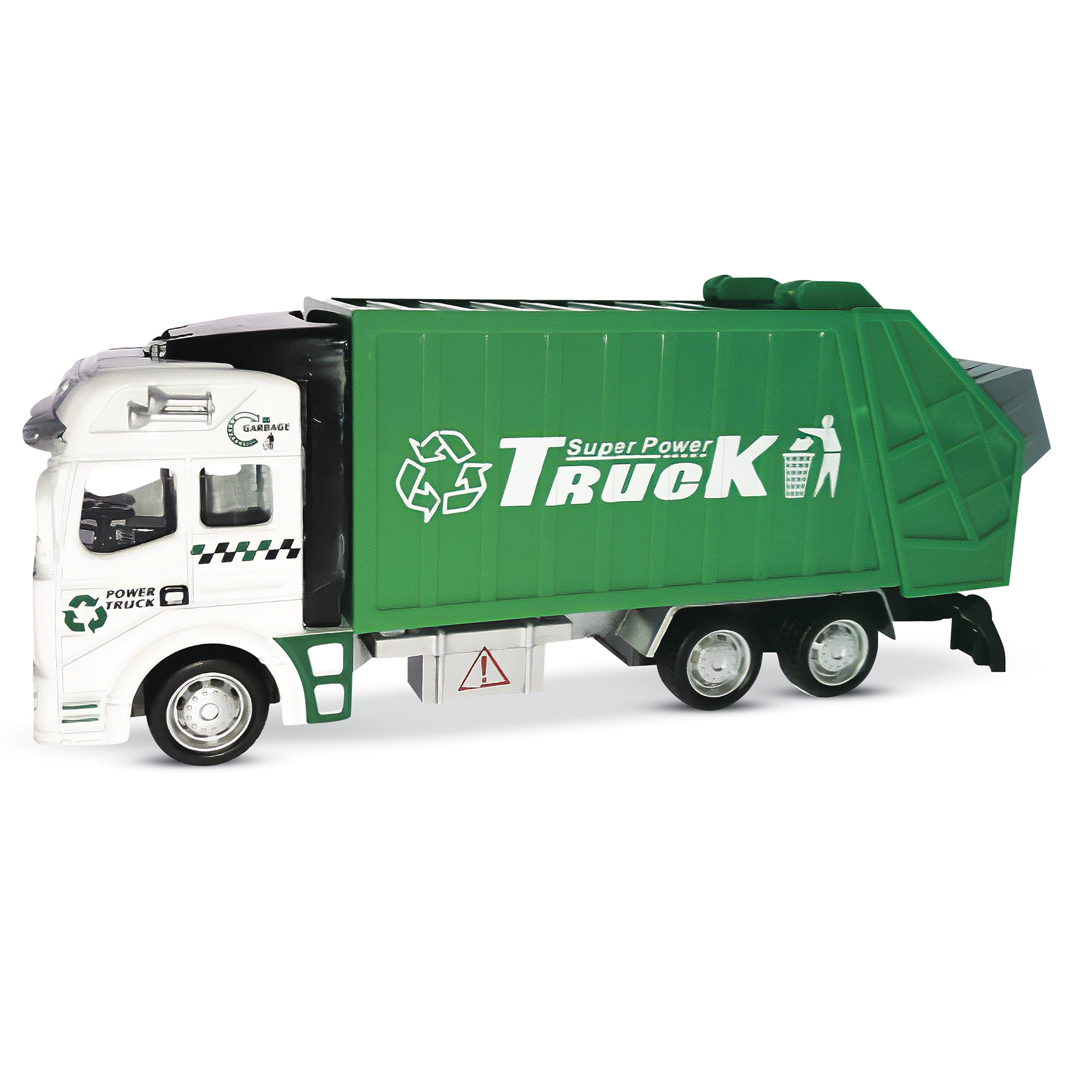 1:48 Garbage Truck w/ Trash Bin Model Car Diecast Toy Vehicle Pull Back Green