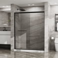 thumbnail image 3 of Double Sliding Glass Shower Door 60"x72" Matte Black, Aluminum Framed Enclosure - SGCC Tempered Glass, Stainless Steel Hardware, Waterproof & Reversible, 3 of 8