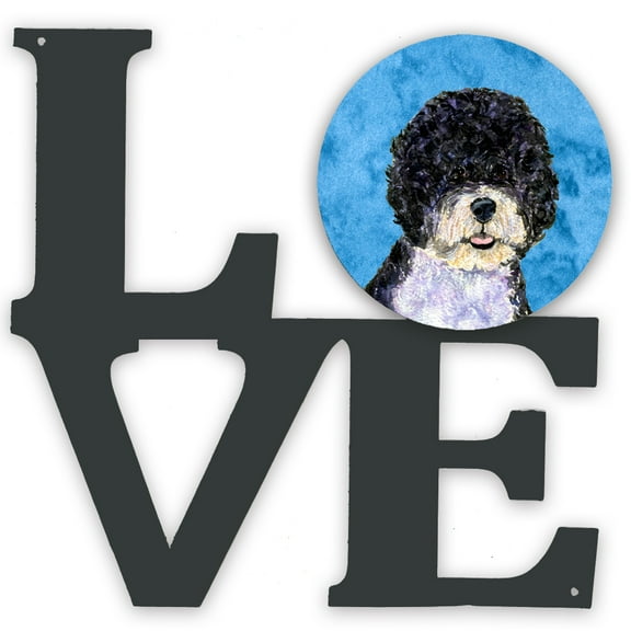 Blue Portuguese Water Dog Metal Wall Artwork LOVE